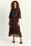 Women's Boat Neck Asymmetrical Layered Detailed Maxi Skirt with Elastic Waist Bitter Brown Set - 4