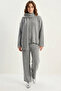 Women's Soft Textured Comfortable Cut Knitwear Gray Set - 3