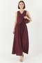 Women's Vest and Pocket Detailed Flared Skirt Dark Cherry Set - 3