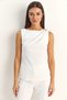 Women's White Blouse with Metal Accessories, Drape Detail, and Hidden Zipper