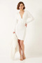 Women's White Dress with Gathered Sides - 5