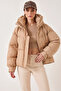 Women's Hooded Inflatable Beige Coat - 2