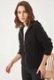 Women's Hair-Trimmed Zippered Knitwear Black Cardigan - 4