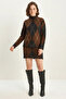 Women's Diamond Patterned Black Coffee Top and Bottom Set - 6