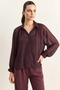 Women's Sim Detailed Bat Sleeve Chiffon Purple Shirt - 2
