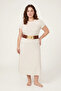 Women's Elastic Buckle Wide Belt Tan Yellow