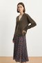 Women's Buttoned Pocket Detailed V-Neck Long Sleeve Knitwear Brown Cardigan - 2