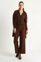 Women's High Waist Trousers Vest Cardigan Triple Knitwear Bitter Coffee Set