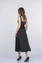 Women's Summer Black Selena Square Collar Polka Dot Dress with Belt Detail on the Back 50403 - 5