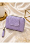 Honeycomb Patterned Tassel Detailed Zippered Multi-Compartment Card Holder Wallet