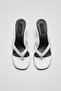 Lusia White 4 cm Kitten Heel Flip-Flop Heeled Slippers - 4
