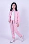 Girl's High Collar Zippered Waist Tie Elastic Leg Sweatpants Set - 4