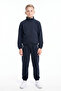 Boy's Stand Collar Zippered Waist Tie Elastic Cuffed Tracksuit Set - 5