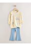 Cotton Yellow/Blue Fairy Patterned Sweatshirt Top and Bottom Set