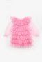 Le Mabelle Girls' Layered Tulle Dress Fuchsia - 6