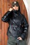 Women's Belted Stand Collar Faux Leather Short Trench Coat Jacket - 7