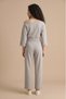 Women's Gray Modal Interlock Fabric Sweatpants with Stitching Detail and Pockets, Elastic Waist, Crop Sweat Top and Bottom Set - 6
