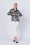 Women's Summer Black Floral Patterned Striped Long Shirt 70020 - 2