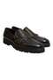 Green Color Laceless Genuine Leather Men's Shoes