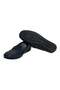 Dark Blue Color Laceless Genuine Leather Men's Shoes - 3