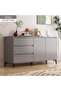 Storage Cabinet, Free Standing TV Cabinet with Drawer, Home Sideboard Cabinet, Entryway Console Cabinet Accent Table for Bedroom Hallway Dining Room, 140*40*75cm (DSG044, Grey)