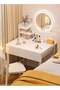 Dressing Table with LED Mirror, Modern Dresser Bedroom Makeup Table with Drawer, USB Plug in Vanity Table
