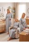 New Season Women's Gray Double-Breasted Collar with Breastfeeding Feature Special Design Long Sleeve 100% Cotton Maternity Nightgown Pajama Set - 2