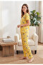 Women's Milan Long Chick Patterned Short Sleeve 100% Cotton Crew Neck Pajama Set - 3