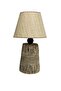 Jüt Modern Bohemian Table Lamp (Stone Body) (Wicker Texture Cream Conical Lampshade) - 3