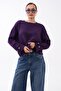 Women's Knitted Loose Sweater with Button Detail on Sleeves 265015 - - 2