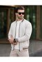 Men's Seasonal Jacket with Contrast Stripe Detail, Ribbed Collar and Cuffs, Beige - 7