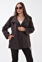 Women's Buttoned Collar, Button Closure, Lined, Belted Trench Coat 265102 - - 5