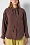 Women's Brown Collar Detailed Modal Fabric Shirt 31189 - 4