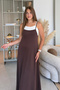 Brown Long Dress with Strappy Tank Top Detail - 8