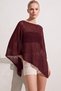 Women's Burgundy 94% Cotton Summer Asymmetrical Transparent Flowy Cape Poncho - 2