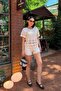 Ecru Openwork Knitted Blouse Shorts Set - 2