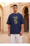 Oversize Arabic Calligraphy Text Front and Back Printed Crew Neck T-Shirt - 2