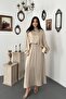 Ecru Jacquard Satin Dress