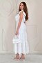 White ruffled button-up dress - 3