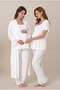 Women's Ecru Flounce Sleeve Scallop Lace Maternity Nightgown Set with Robe