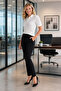Women's White Polo Collar Buttoned Short Sleeve Knitted Sweater Blouse 23070 - 7