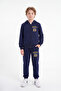 Boys' Printed Zippered Hooded Double Pocket Tracksuit Set - 4