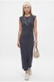 Women's Celia Zero Sleeve Midi Anthracite Dress with Padded Shoulders - 3