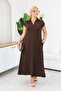 Plus Size Polo Neck Modal Fabric Flared Dress - 6