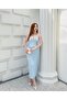 Women's Blue Deep V-Neck Rope Strap Lace Maxi Dress Elt7252 - 2