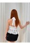 Women's White Trok Detailed Corset Look Lace Peplum Blouse Dcf288 - 4