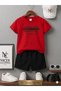 Summer Children's T-Shirt Shorts Unisex (Black Patterned Losangelis Printed)