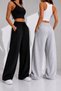 Sweatpants 2 Pieces Plain Black Gray Wide Leg Comfortable Fit - 3