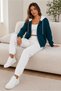 Women's Cardigan and Jogger Sweatpants Set 3 Yarns Ribbed Cardigan Hoodie and Jogger 2-Piece Sweatpants Set Full Zip Closure Jacket and Elastic Cuff Jogger Long Sweatpants - 8