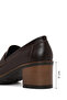 Women's Brown Thick Heeled Leather Loafer Af190056Dv - 4